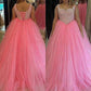 Gown Ball Sleeveless Sweetheart Train Tulle Sweep/Brush Pearls Plus Size Dresses