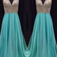 Beading V-neck A-Line/Princess Sleeveless Floor-Length Chiffon Dresses