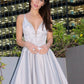 V-Neck Satin A-Line/Princess Sleeveless Applique Short/Mini Homecoming Dresses
