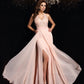 Lace A-Line/Princess Halter Sleeveless Long Chiffon Dresses