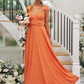 Ruched Jersey Sleeveless A-Line/Princess V-neck Floor-Length Bridesmaid Dresses