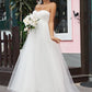 A-Line/Princess Tulle Sleeveless Ruffles Sweetheart Sweep/Brush Train Wedding Dresses