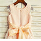 Short Scoop Sleeves A-line/Princess Tea-Length Sash/Ribbon/Belt Lace Flower Girl Dresses