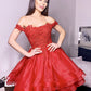 Ball With Gown Short Cut Applique Off-the-Shoulder Organza Homecoming Dresses
