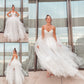 V-neck Ruched A-Line/Princess Tulle Sleeveless Floor-Length Wedding Dresses