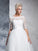 Bateau Sleeves Ball Lace Gown Long 1/2 Net Wedding Dresses