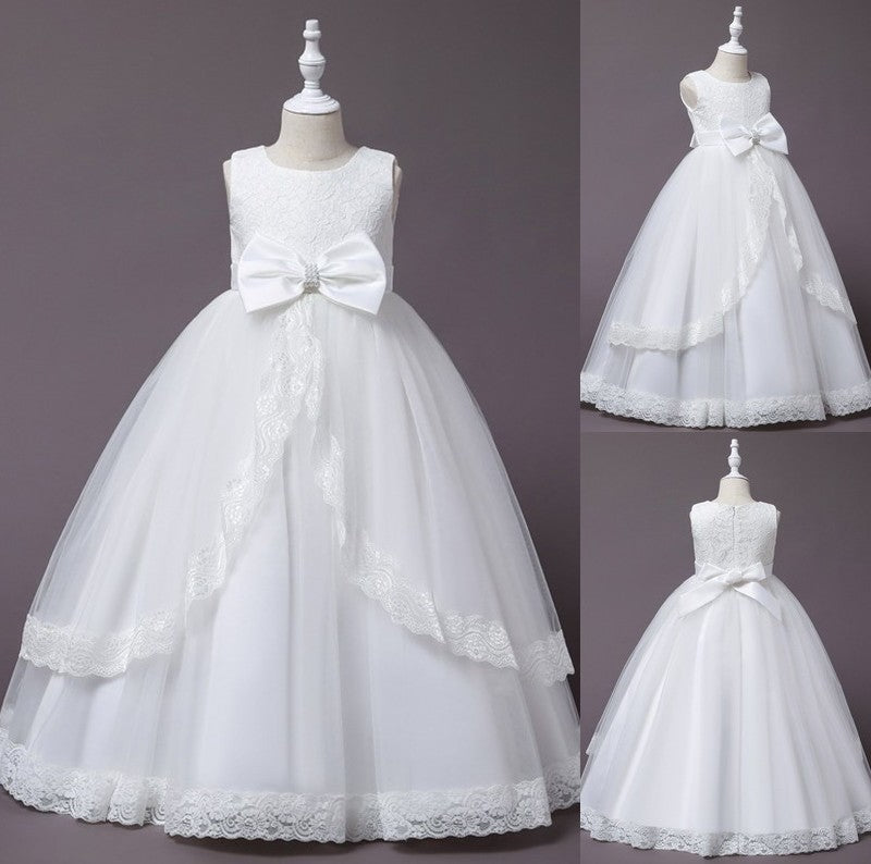 Tulle Sleeveless Applique Gown Floor-Length Scoop Ball Flower Girl Dresses