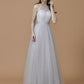 Halter Sleeveless Ruffles Floor-Length A-Line/Princess Tulle Bridesmaid Dresses