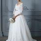 Sleeves V-neck Court Train 3/4 Gown Ball Lace Tulle Wedding Dresses