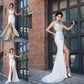 Long Crystal Sheath/Column Sleeveless Chiffon High Neck Two Piece Dresses