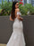 Sweep/Brush Applique Trumpet/Mermaid Tulle Sleeveless Off-the-Shoulder Train Wedding Dresses