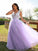 Tulle A-Line/Princess Applique V-neck Sleeveless Floor-Length Dresses