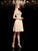 V-neck A-Line/Princess Short Sleeveless Beading Lace Cocktail Dresses