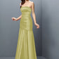 A-Line/Princess Ruched Long Sleeveless Strapless Satin Bridesmaid Dresses