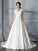 Gown Train Sleeveless Ball V-neck Court Satin Wedding Dresses