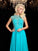 Short Jewel A-Line/Princess Sleeves Lace Long Chiffon Dresses