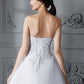 Strapless Court Sleeveless Gown Train Ball Organza Wedding Dresses