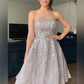 Sleeveless A-Line/Princess Knee-Length Sequin Strapless Tulle Homecoming Dresses