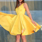 Ruffles Satin Sleeveless A-Line/Princess Straps Short/Mini Homecoming Dresses