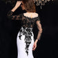 Sheath/Column Long Lace Scoop Sleeves Long Chiffon Dresses