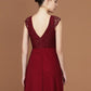 Short Lace Chiffon Sleeves V-neck Ruched A-Line/Princess Floor-Length Bridesmaid Dresses