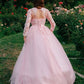Sleeves Gown Long Lace Ball Tulle Scoop Sweep/Brush Train Dresses