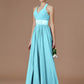 Floor-Length Sleeveless Halter A-Line/Princess Sash/Ribbon/Belt Chiffon Bridesmaid Dresses
