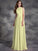Long Ruffles A-line/Princess Sleeveless Jewel Chiffon Bridesmaid Dresses