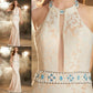 Halter Sheath/Column Floor-Length Sleeveless Lace Satin Dresses