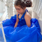 Sleeveless Halter Tulle Tea-Length Ruffles A-Line/Princess Flower Girl Dresses