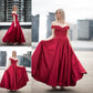 Off-the-Shoulder Satin Ball Applique Gown Sleeveless Floor-Length Dresses