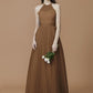Halter Sleeveless Ruffles Floor-Length A-Line/Princess Tulle Bridesmaid Dresses