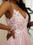 Tulle V-neck Sleeveless Applique A-Line/Princess Sweep/Brush Train Dresses