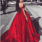 Ball Gown Off the Shoulder Red Satin Lace up Quinceanera Dresses with Appliques JS101
