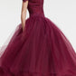 Vintage Princess Off the Shoulder Tea Length Ball Gown Scoop Burgundy Homecoming Dress JS860