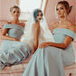 Straight Off-the-shoulder Bridesmaid Long Wedding Party Dress,Wedding Guest Dress