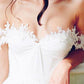 A Line Chiffon Sweetheart Lace Off the Shoulder Beach Wedding Dresses with Pleats JS276